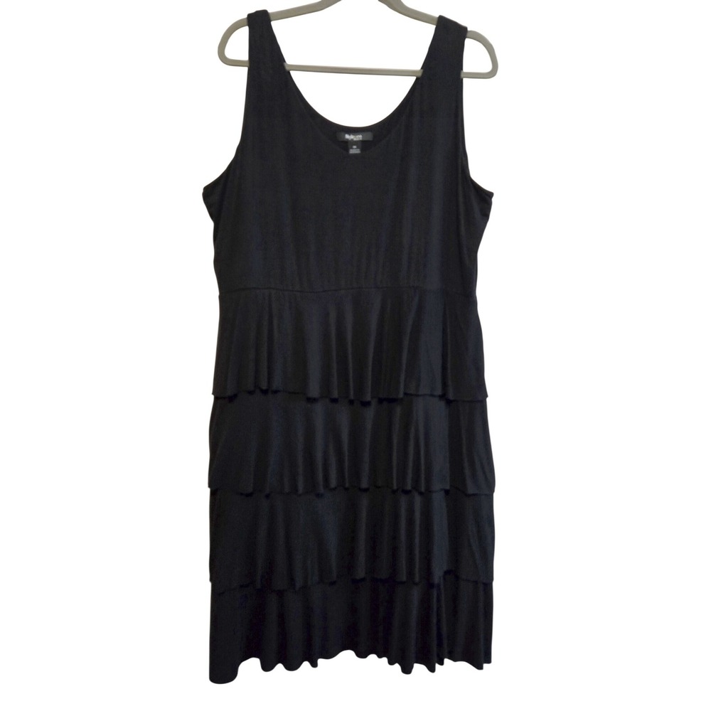 Style & Co Gothic Gypsy Woman's Black Sleeveless Tiered Ruffle Knit Dress Sz 1X
